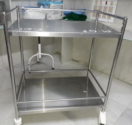 Stainless steel two shelf trolley