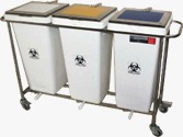 Stainless steel trolley with bins