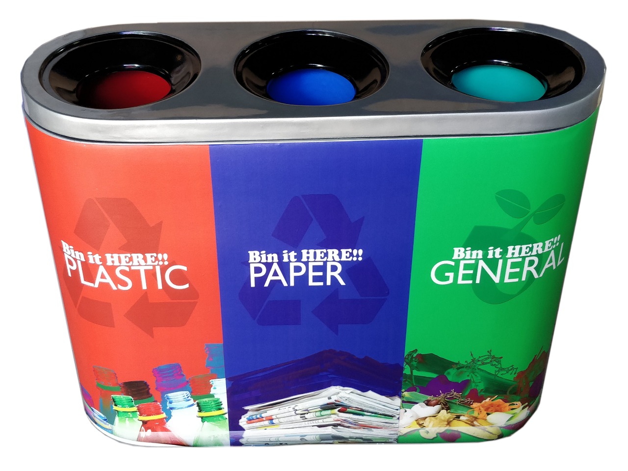 FRP 3in1 Recycle bin with swing lid