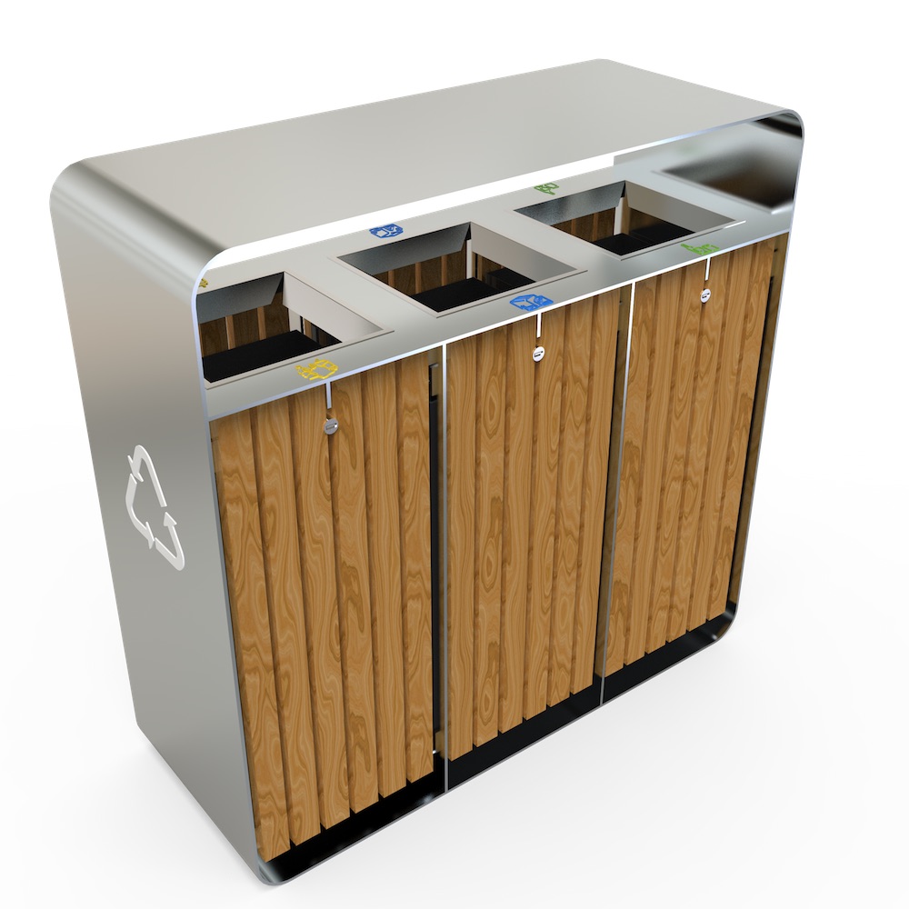 Stainless steel with wooden bin